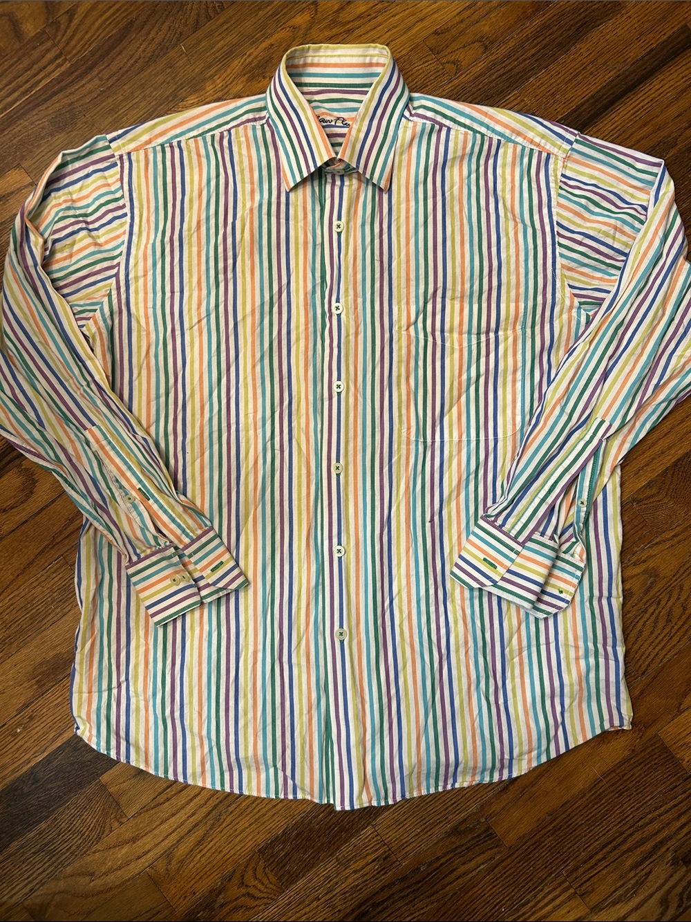 Alan Flusser Multicolor Vertical Stripe Dress Shirt